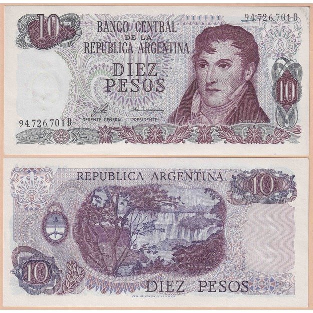 Argentina 10 pesų 1976 p#300 UNC