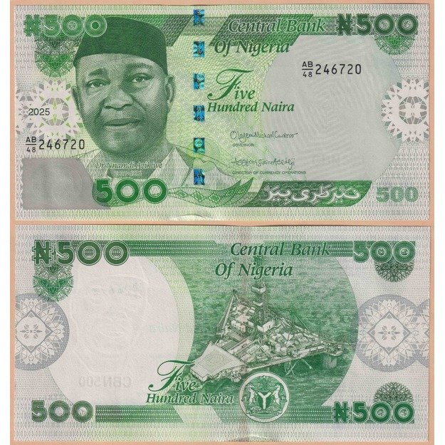 Nigerija 500 nairų 2025 (2) p#W48 UNC