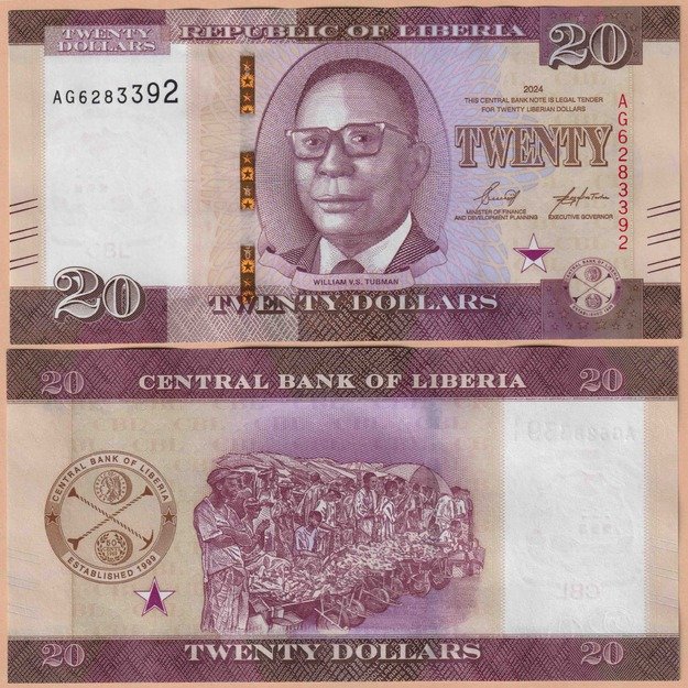 Liberija 20 dolerių  2024 p#W39 UNC