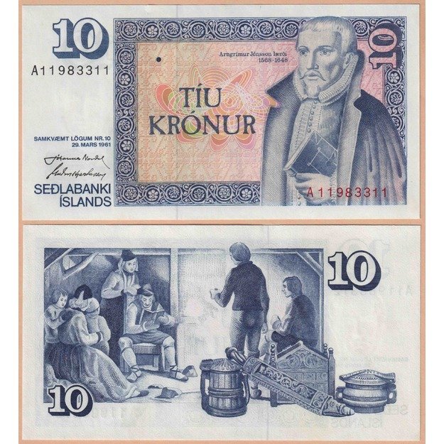 Islandija 10 kronų 1961 p#48a(4) UNC