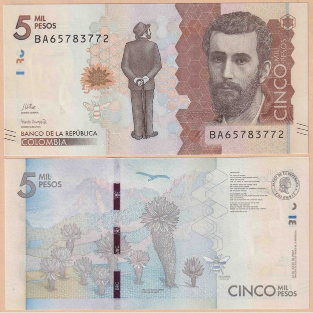Kolumbija 5000 pesų 2022 p#459 UNC