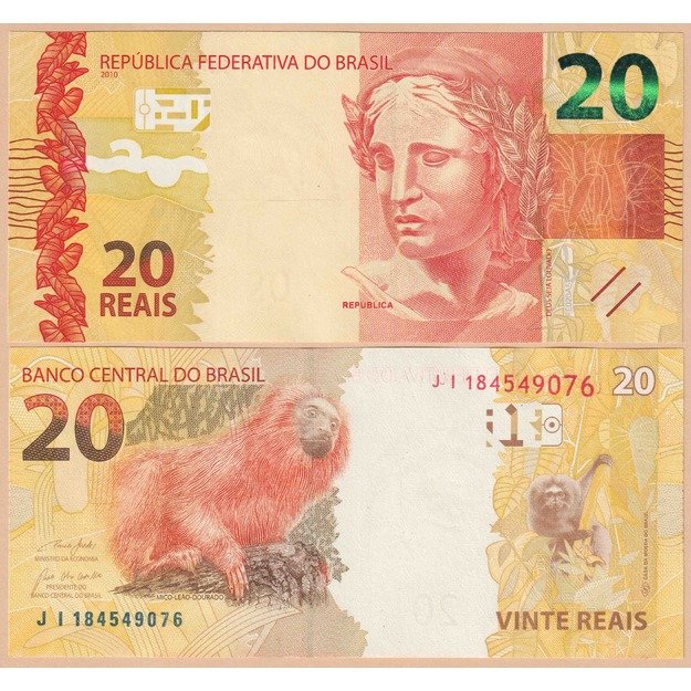 Brazilija 20 realų 2019-2022 p#255e UNC