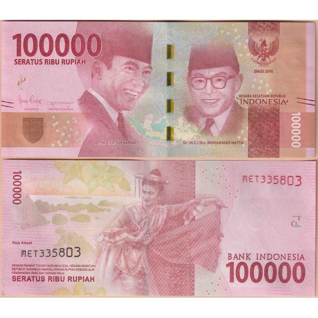 Indonezija 100000 rupijų  2018 p#160c(2) UNC