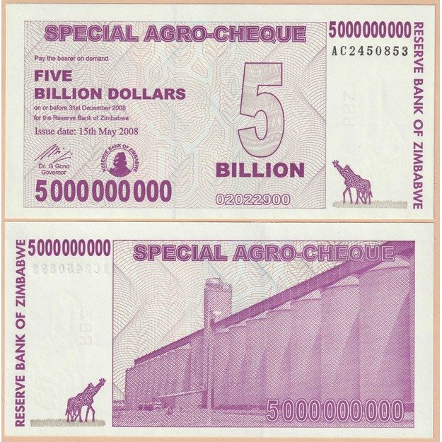Zimbabvė 5000000000 dolerių 2008 p#61 UNC