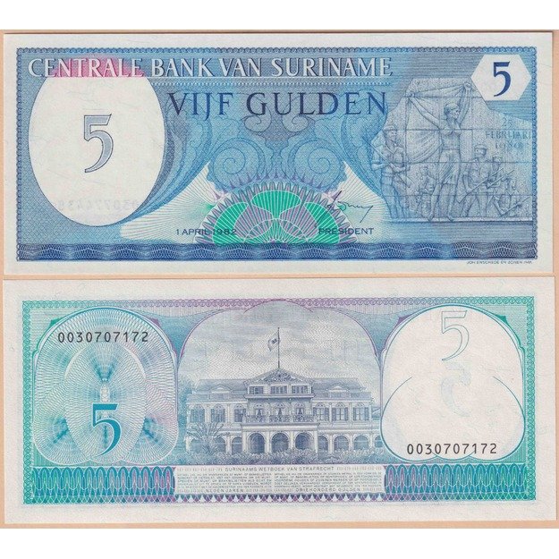 Surinamas 5 guldenai 1982 p#125 UNC