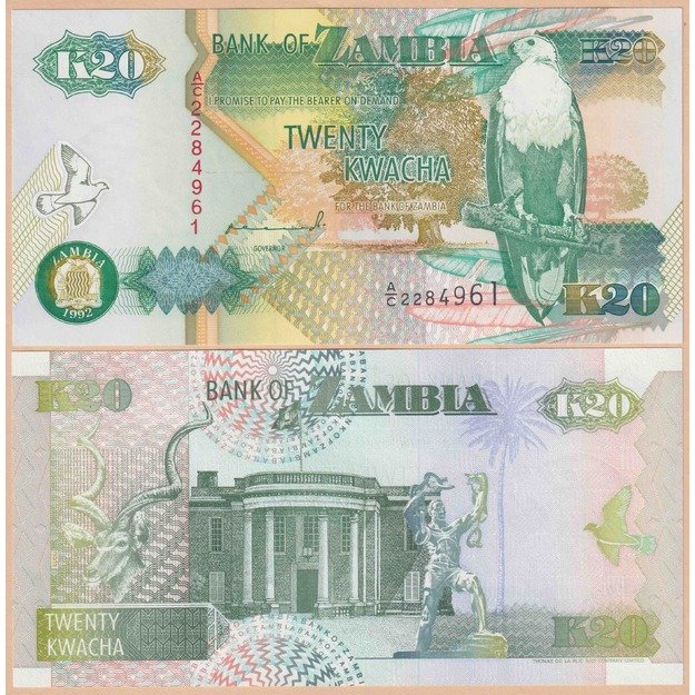 Zambija 20 kvačų 1992 p#36a UNC