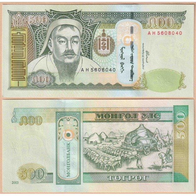 Mongolija 500 tugrikų 2003 p#66a UNC