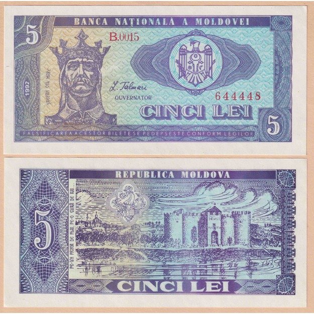 Moldavija 5 lėjos 1992 p#6 UNC