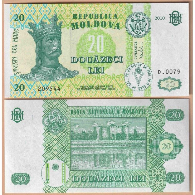 Moldavija 20 lėjų 2010 p#13i UNC