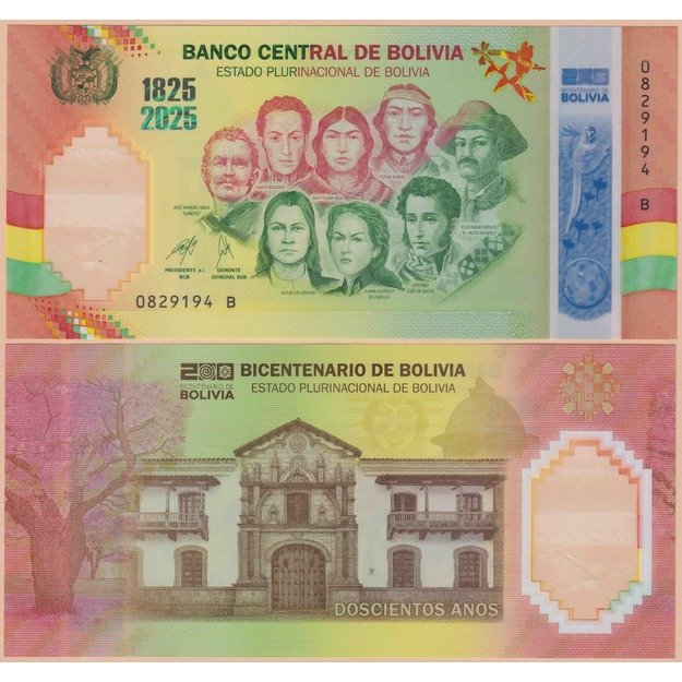 Bolivija 200 metų jubiliejus suvenyrinis banknotas UNC