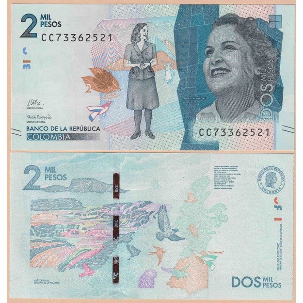 Kolumbija 2000 pesų 2022 07 26 P#458 UNC