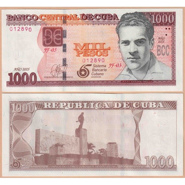 Kuba 1000 pesų 2025 p#W134 65 metai Kubos bankinei sistemai UNC