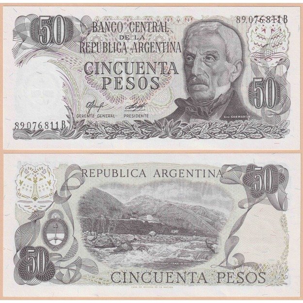 Argentina 50 pesų 1977 p#301a(2) UNC