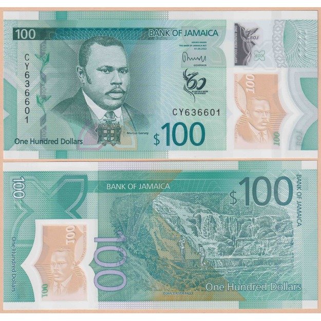 Jamaika 100 dolerių 2022 p#W97 60 metų nepriklausomybei UNC