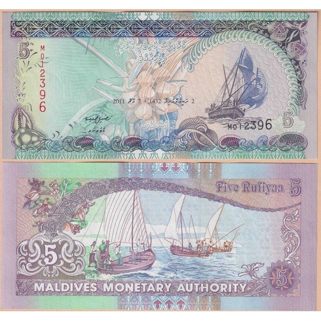 Maldyvai 6 banknotų 1990-2013 rinkinys p#15-p#22 UNC 2