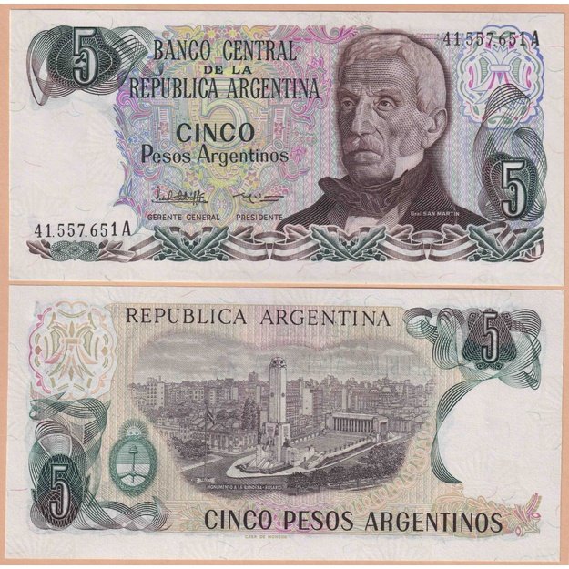 Argentina 5 pesai 1983-1985 p#312a(2) UNC