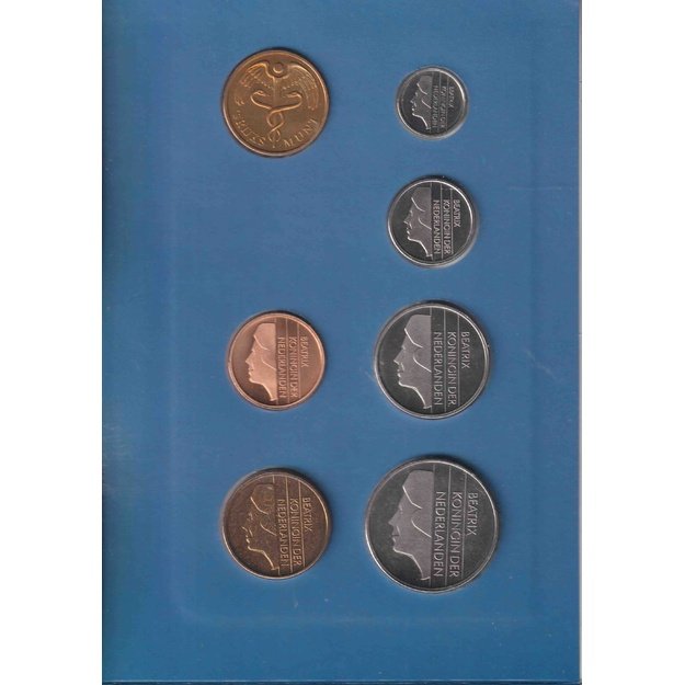 Nyderlandai 6 monetų 1991 rinkinys km#202-210 UNC