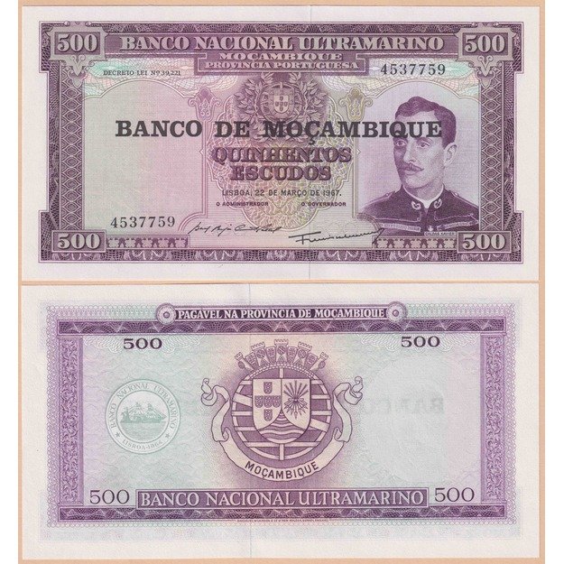 Mozambikas 500 eskudų 1967 (1976) p#118 UNC