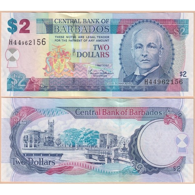Barbadosas 2 doleriai 2007 p#66a UNC