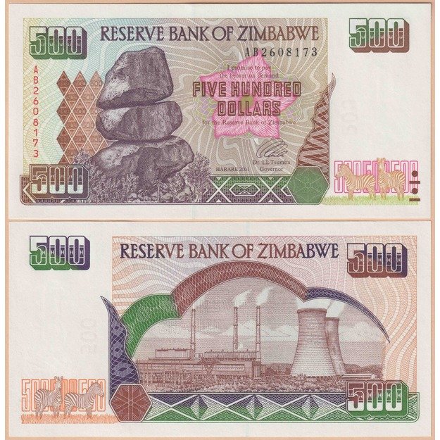 Zimbabvė 500 dolerių 2001 p#11a UNC