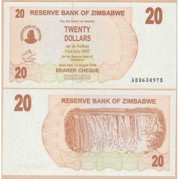 Zimbabvė 20 dolerių 2006 p#40 UNC