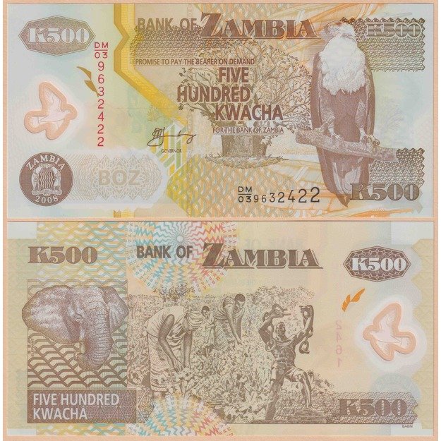 Zambija 500 kvačų 2008 p#43f UNC