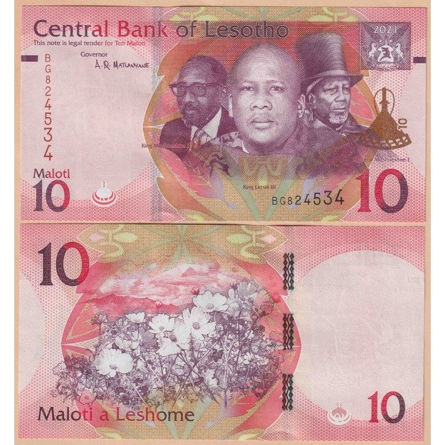 Lesotas 10 maloti 2021 p#W26 UNC