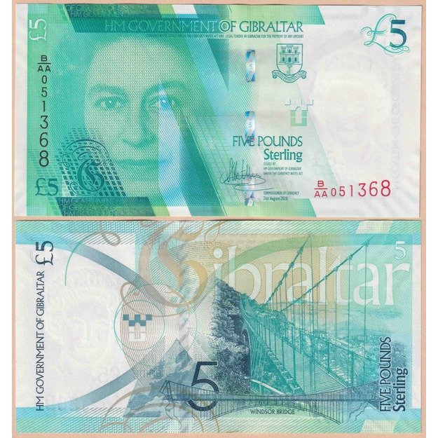 Gibraltaras 5 svarai 2020 p#W42 UNC