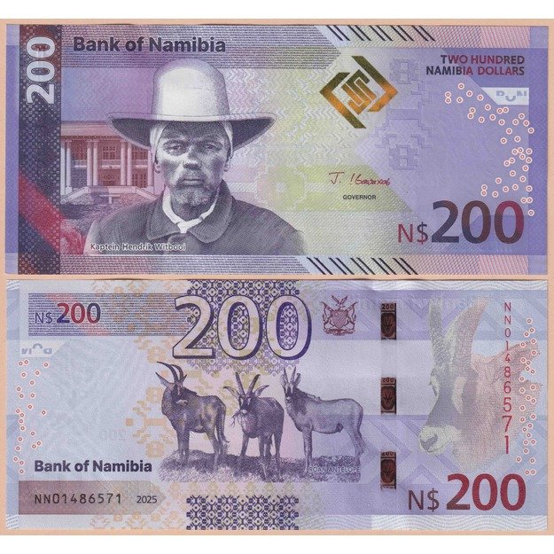 Namibija 200 dolerių 2025 p#W24 UNC Namibija 200 dolerių 2025 p#W24 UNC