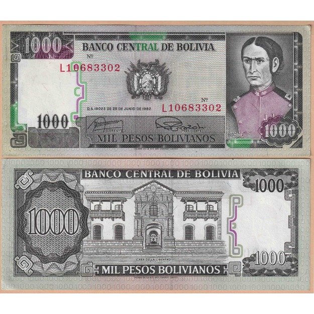 Bolivija 1000 pesų 1982 p#167a2 UNC