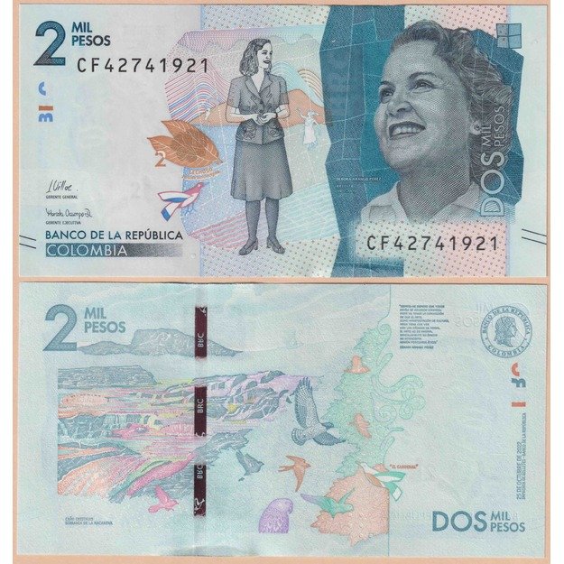 Kolumbija 2000 pesų 2022 10 25 p#458 UNC