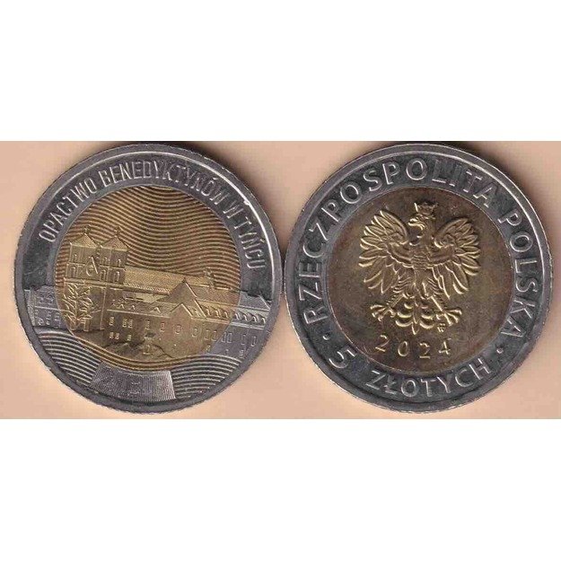 Lenkija 5 zlotai 2024 y#1182 benediktinų abatija Tyniece UNC