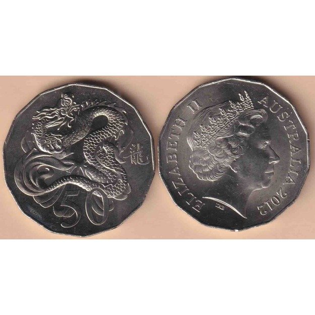 Australija 50 centų 2012 km#2020 drakono metai UNC