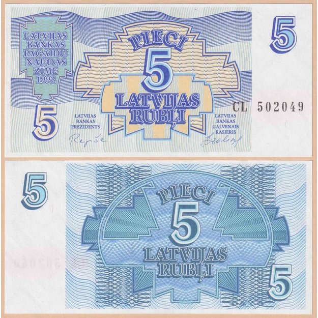 Latvija 5 rubliai 1992 p#37 UNC