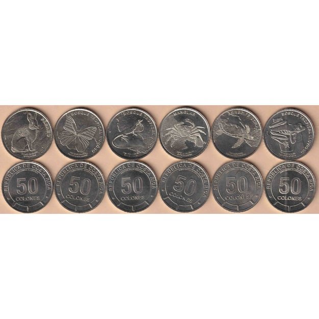 Kosta Rika  6 monetų 2023 rinkinys km#new Kosta Rikos fauna UNC