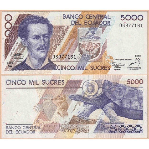 Ekvadoras 5000 sukrių 1999 p#128c UNC