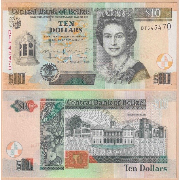 Belizas 10 dolerių 2020 p#68e UNC