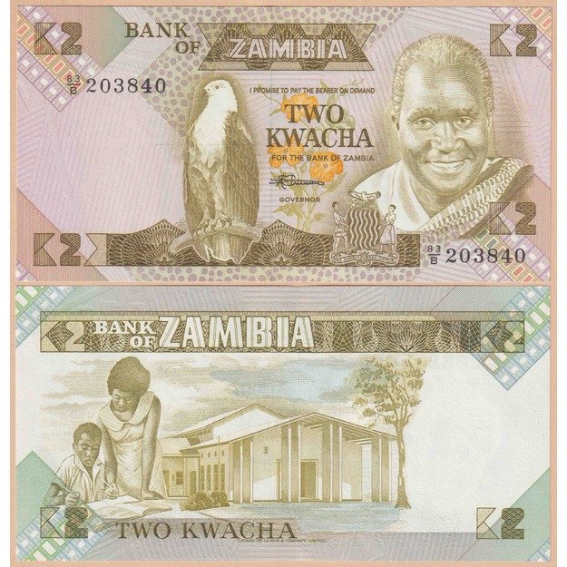 Zambija 2 kvačos 1980-1988 p#24c UNC