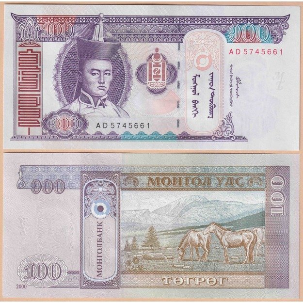Mongolija 100 tugrikų 2000 p#65a UNC