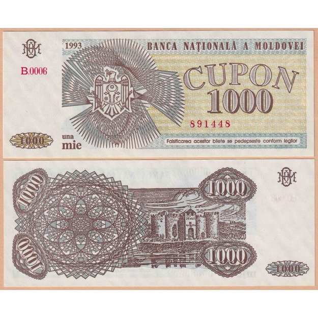 Moldavija 1000 kuponų 1993 p#3 UNC