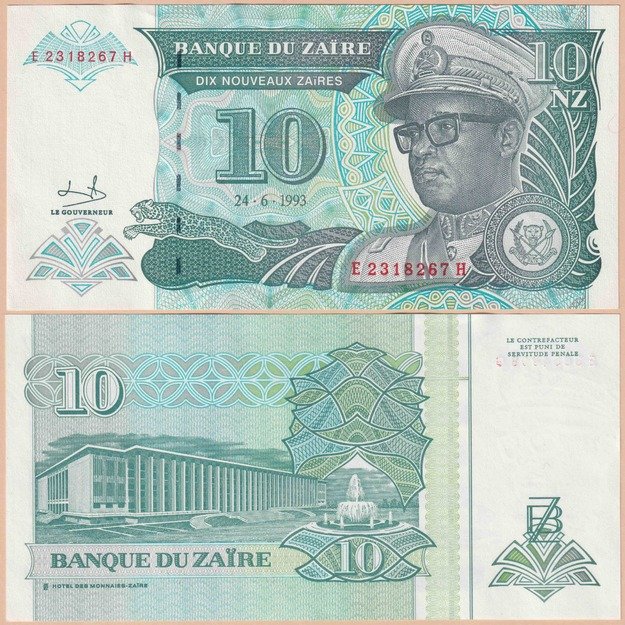Zairas 10 naujųjų zairų 1993 p#55 UNC