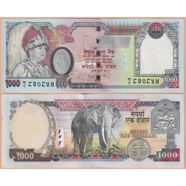 Nepalas 1000 rupijų 2002-2005 p#51(1) UNC su skylutėmis
