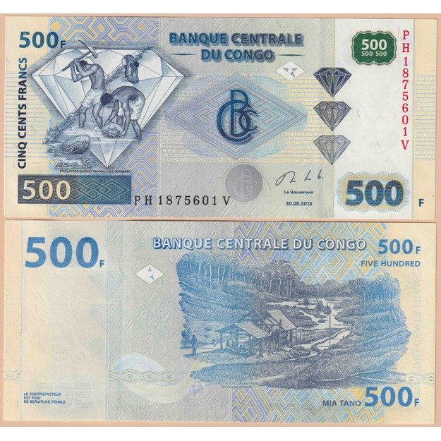 Kongo demokratinė respublika 500 frankų 2013 p#96a UNC