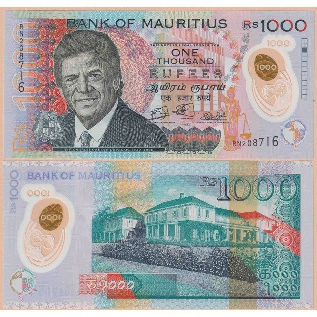 Mauricijus 1000 rupijų 2024 p#W66A UNC