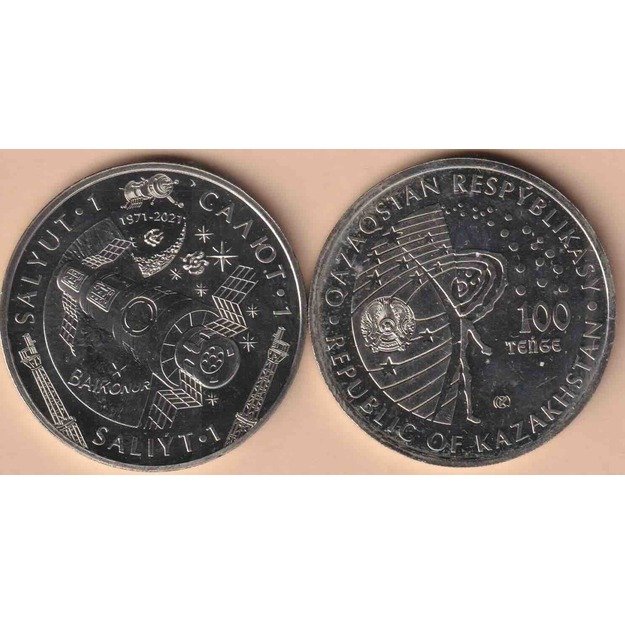 Kazachstanas 100 tengių 2021 km#528 Salyut-1 UNC