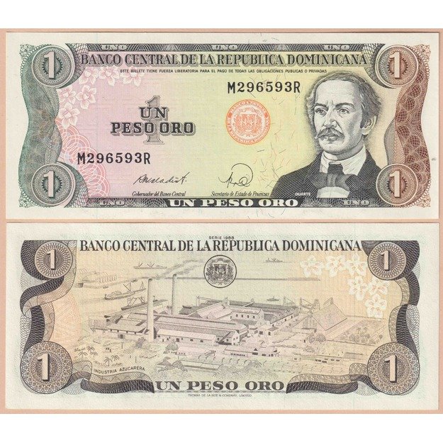 Dominikos Respublika 1 pesas 1988 p#126c UNC