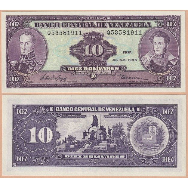 Venesuela 10 bolivarų 1995 p#61d UNC