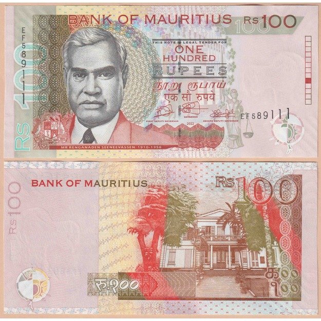 Mauricijus 100 rupijų 2022 p#56 UNC