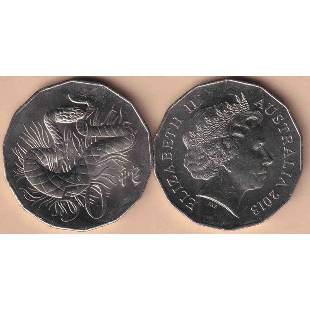 Australija 50 centų 2013 km#2011 gyvatės metai UNC