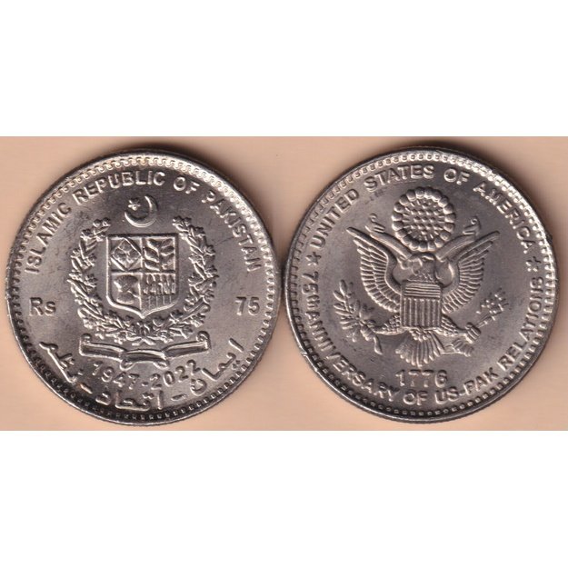 Pakistanas 75 rupijos 2023 km#91 JAV ir Pakistano santykių 75-osios metinės UNC